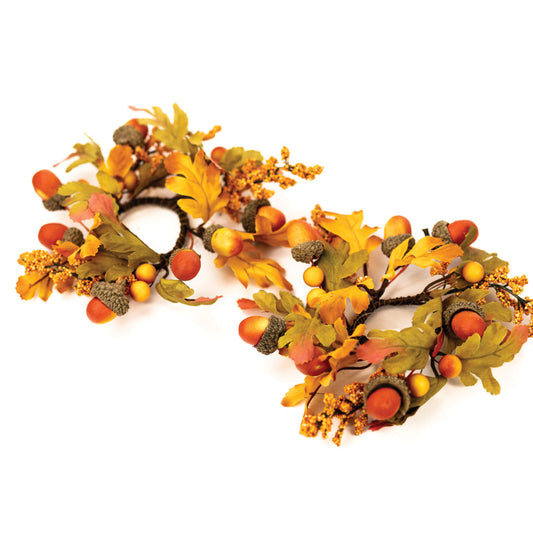 Acorns & Leaves - Taper Candle Rings (Set of 2) by A Cheerful Giver