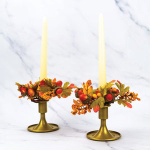 Acorns & Leaves - Taper Candle Rings (Set of 2) - Product Image by A Cheerful Giver