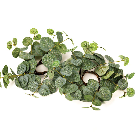 Blooming Eucalyptus - Taper Candle Rings (Set of 2) by A Cheerful Giver