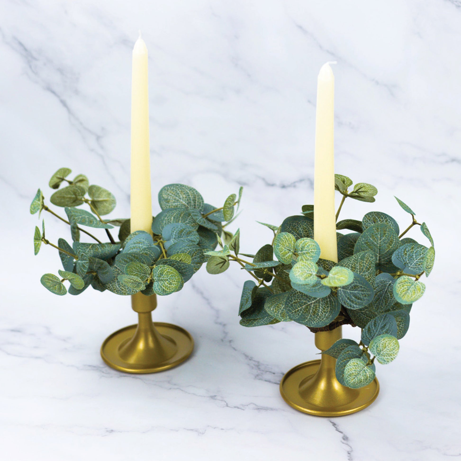 Blooming Eucalyptus - Taper Candle Rings (Set of 2) - Product Image by A Cheerful Giver