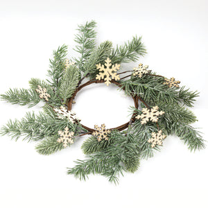Snowflake Pine Sprig - Candle Ring by A Cheerful Giver