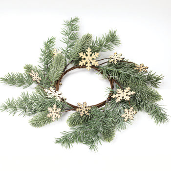 Snowflake Pine Sprig - Candle Ring by A Cheerful Giver