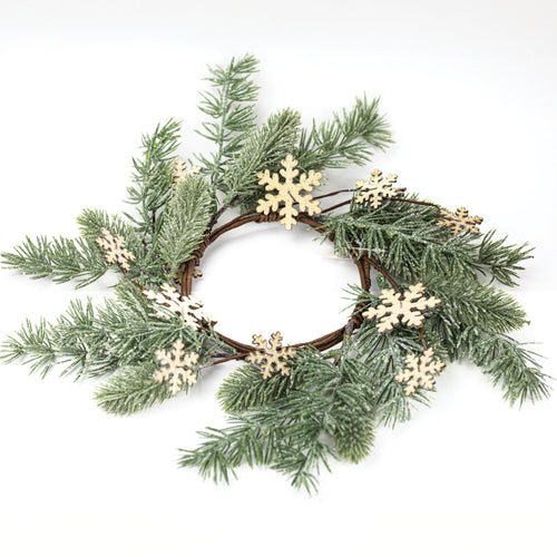 Snowflake Pine Sprig - Candle Ring by A Cheerful Giver