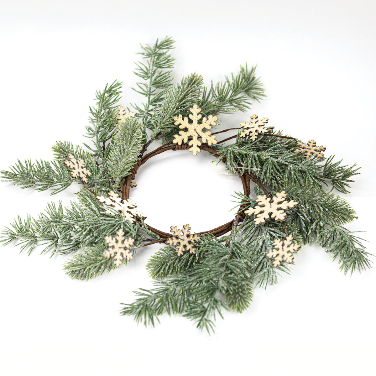 Snowflake Pine Sprig - Candle Ring by A Cheerful Giver