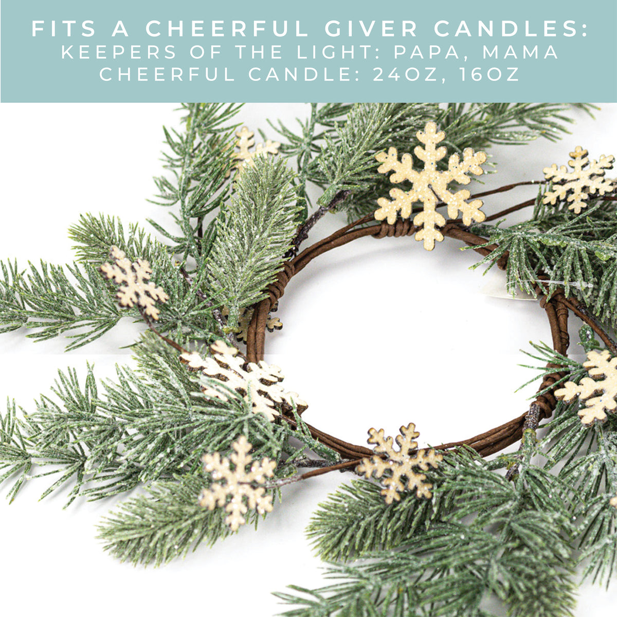 Snowflake Pine Sprig - Candle Ring - Product Image by A Cheerful Giver
