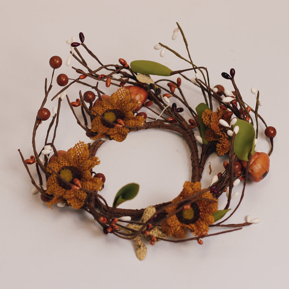 a cheerful giver Burlap Sunflower with Bee - Candle Ring