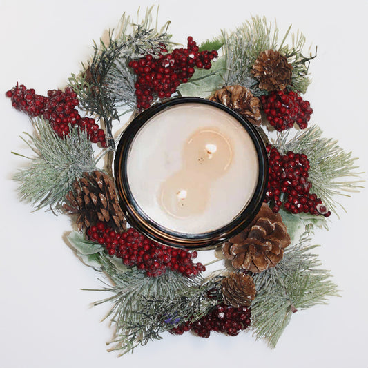 Frosted Pine with Berry - Candle Ring