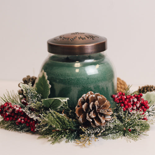 Frosted Pine with Berry - Candle Ring