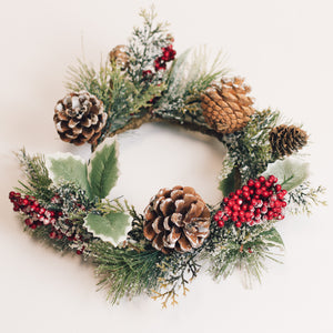 Frosted Pine with Berry - Candle Ring