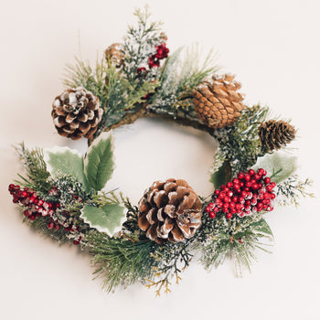 Frosted Pine with Berry - Candle Ring
