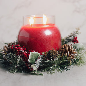 Frosted Pine with Berry - Candle Ring