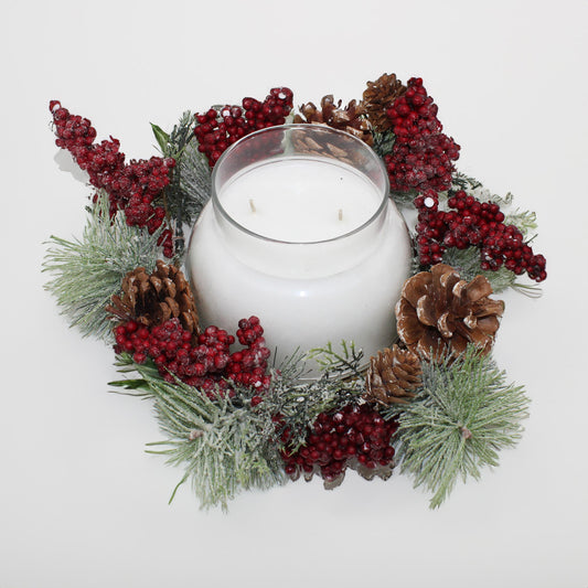 Frosted Pine with Berry - Candle Ring