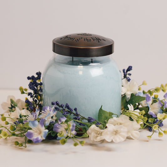 Periwinkle & White Flowers - Candle Ring