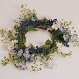 Periwinkle & White Flowers - Candle Ring