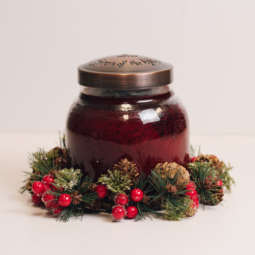 Iced Red Berries & Pinecones - Candle Ring