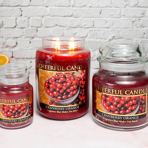 Cranberry Orange Scented Candle -24 oz, Double Wick, Cheerful Candle