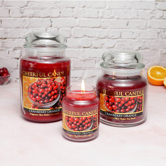 Cranberry Orange Scented Candle - 6 oz, Single Wick, Cheerful Candle