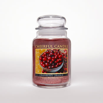 Cranberry Orange Scented Candle -24 oz, Double Wick, Cheerful Candle
