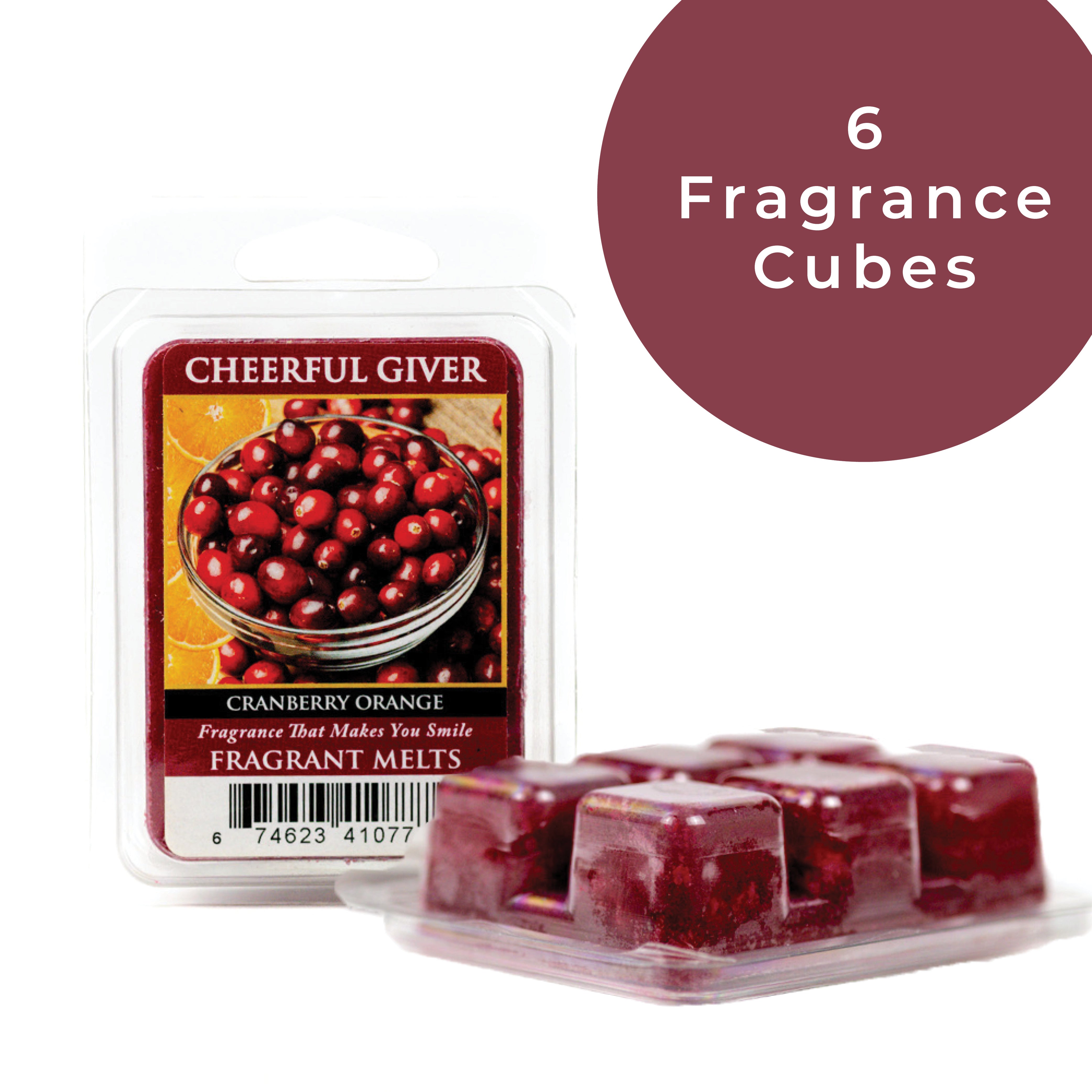 Cheerful Candle Cranberry Orange Wax Melts- 6 Count- A Cheerful Giver