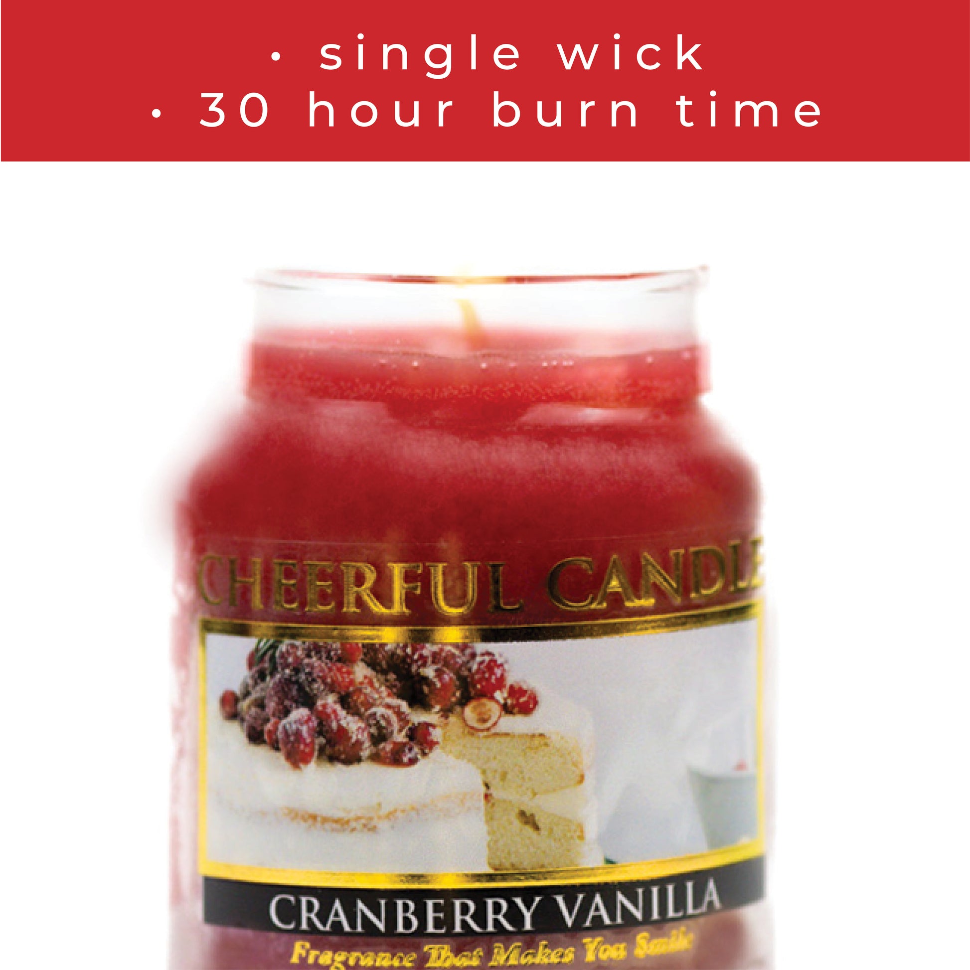 Cranberry Vanilla - 6 oz Cheerful Candle