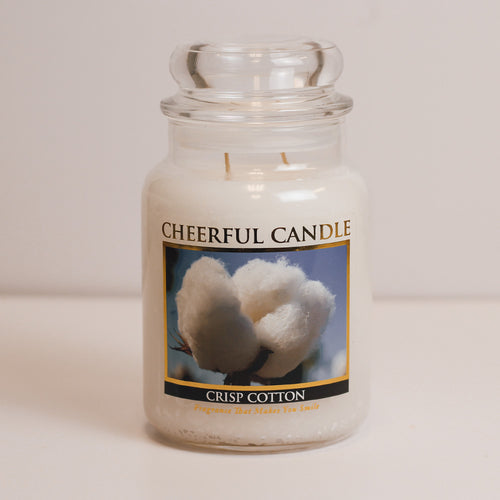 Crisp Cotton Scented Candle -24 oz, Double Wick, Cheerful Candle