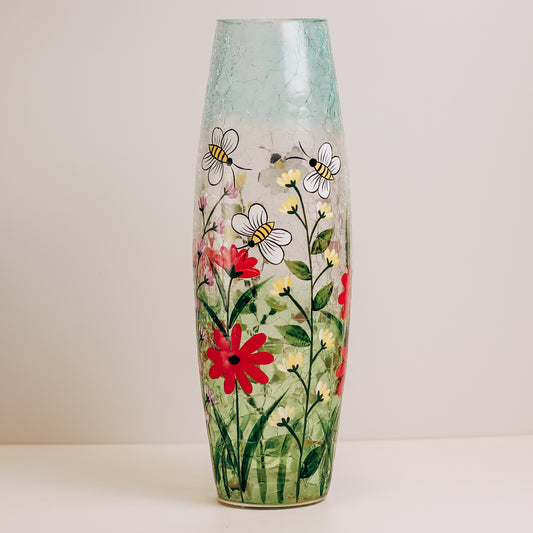 Bumble Bee - Crackle Glass Vase