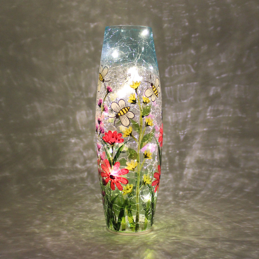 Bumble Bee - Crackle Glass Vase