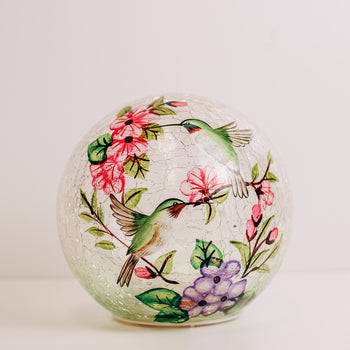 Hummingbird - Crackle Glass Orb