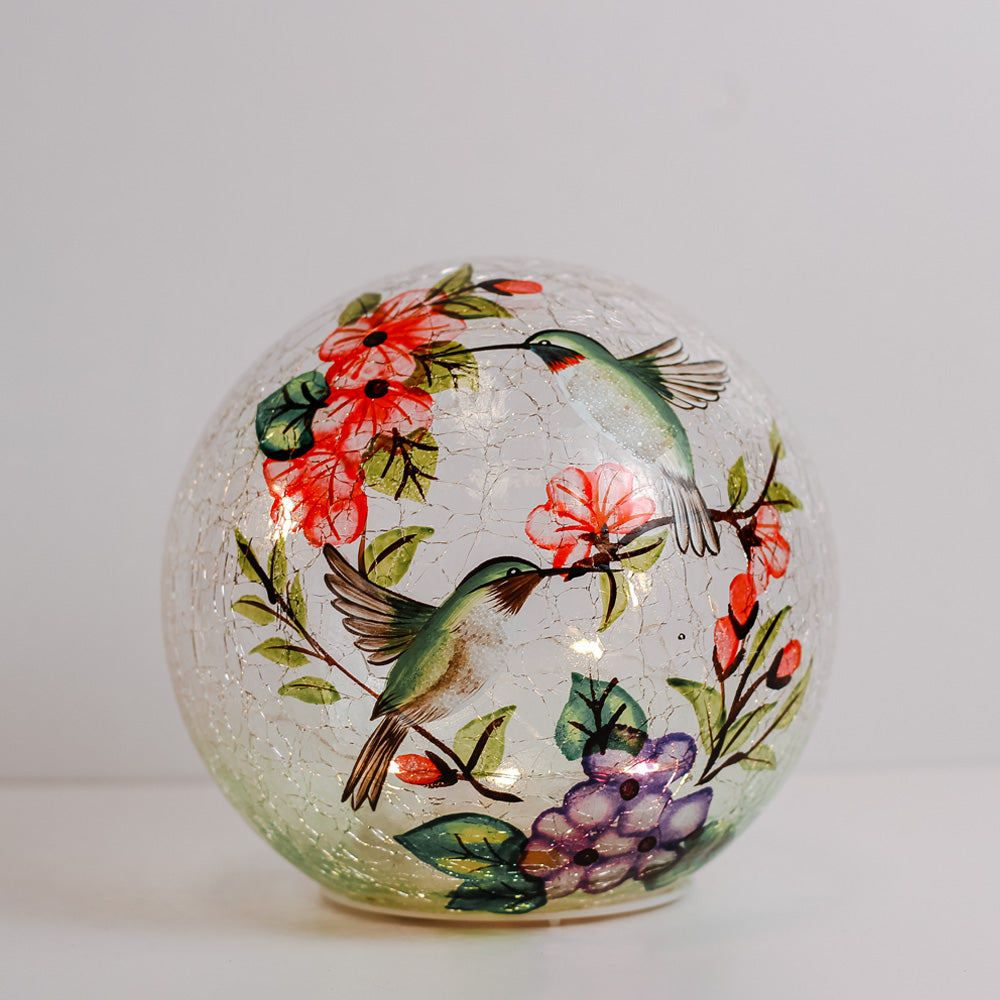 Hummingbird - Crackle Glass Orb