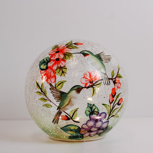 Hummingbird - Crackle Glass Orb