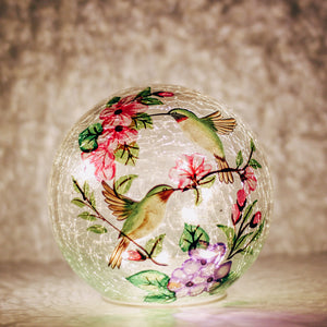 Hummingbird - Crackle Glass Orb