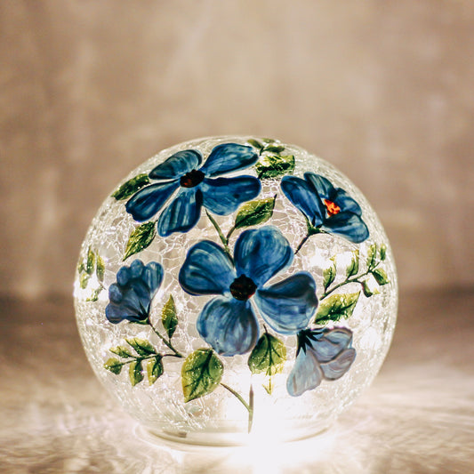Blue Poppy - LED Glass Orb