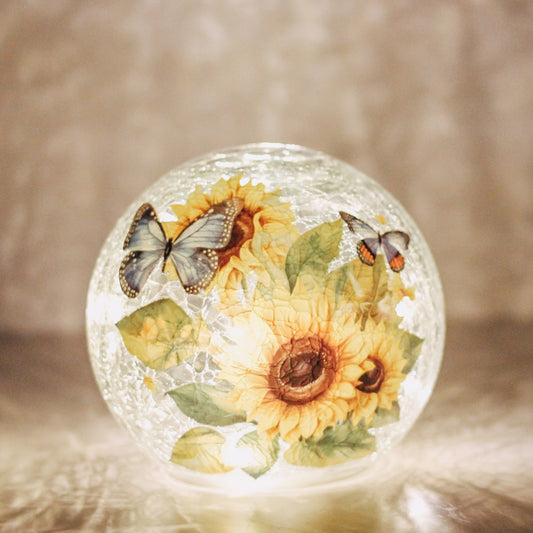 Sunflower & Butterfly - LED Glass Orb