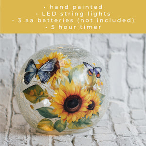 Sunflower & Butterfly - LED Glass Orb