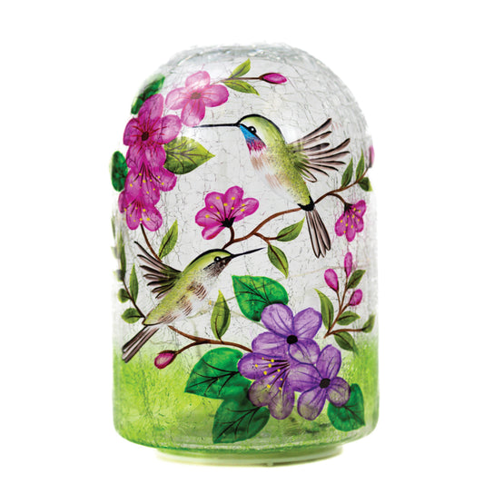 Hummingbird - Crackle Glass Cloche by A Cheerful Giver