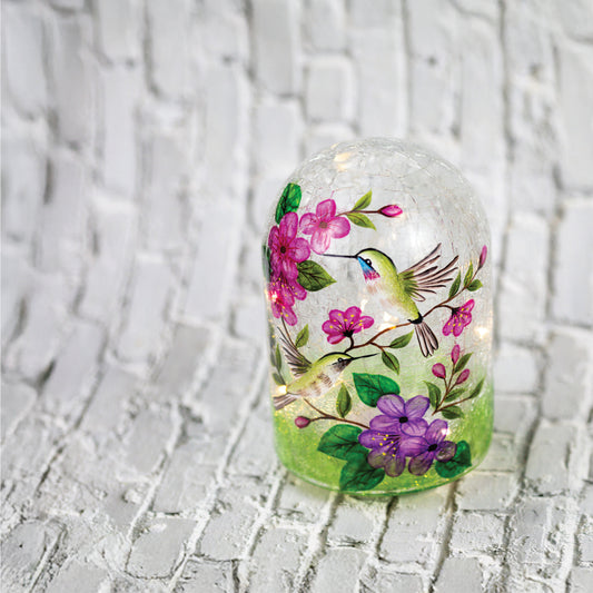 Hummingbird - Crackle Glass Cloche - Product Image by A Cheerful Giver