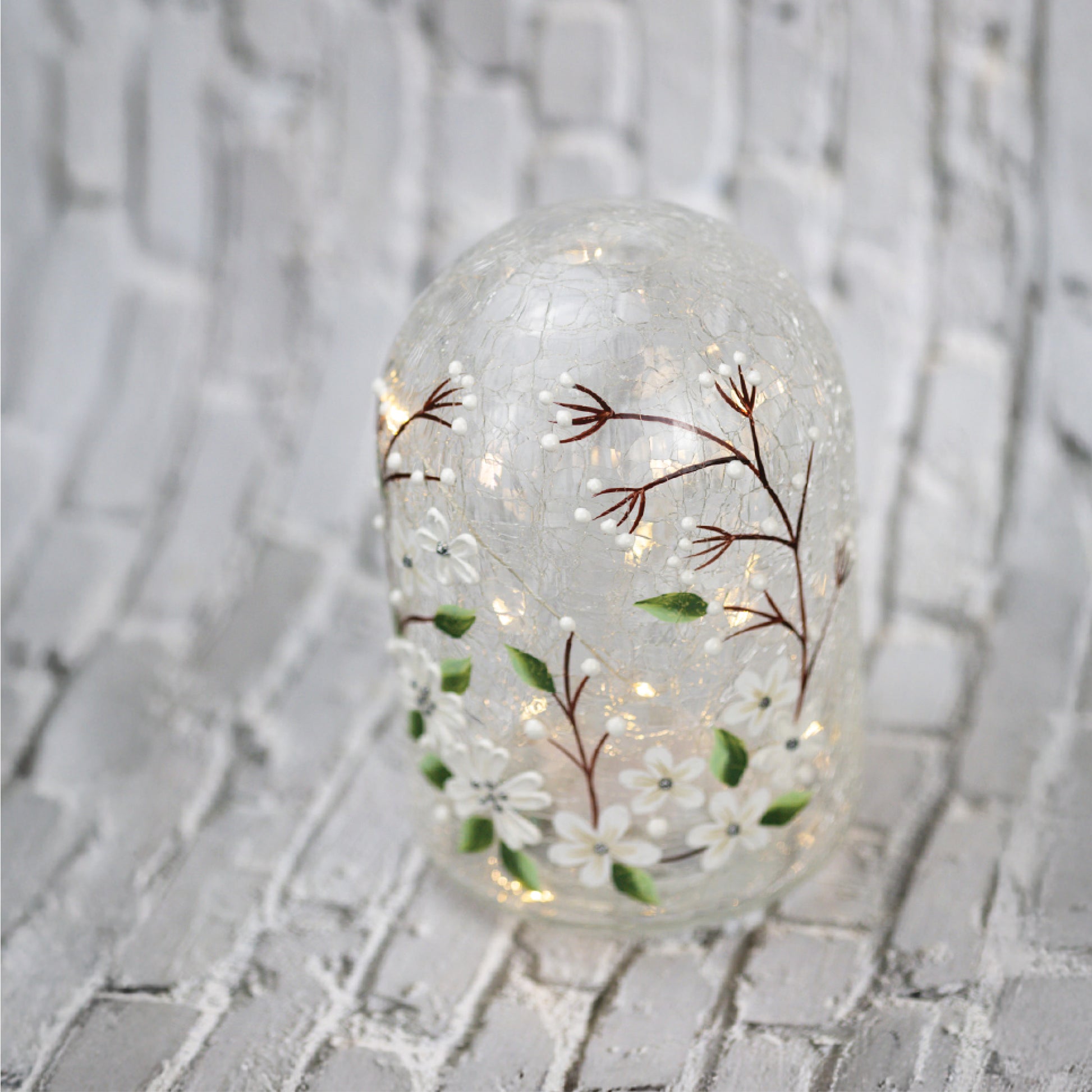 White Jasmine - Crackle Glass Cloche - Product Image by A Cheerful Giver