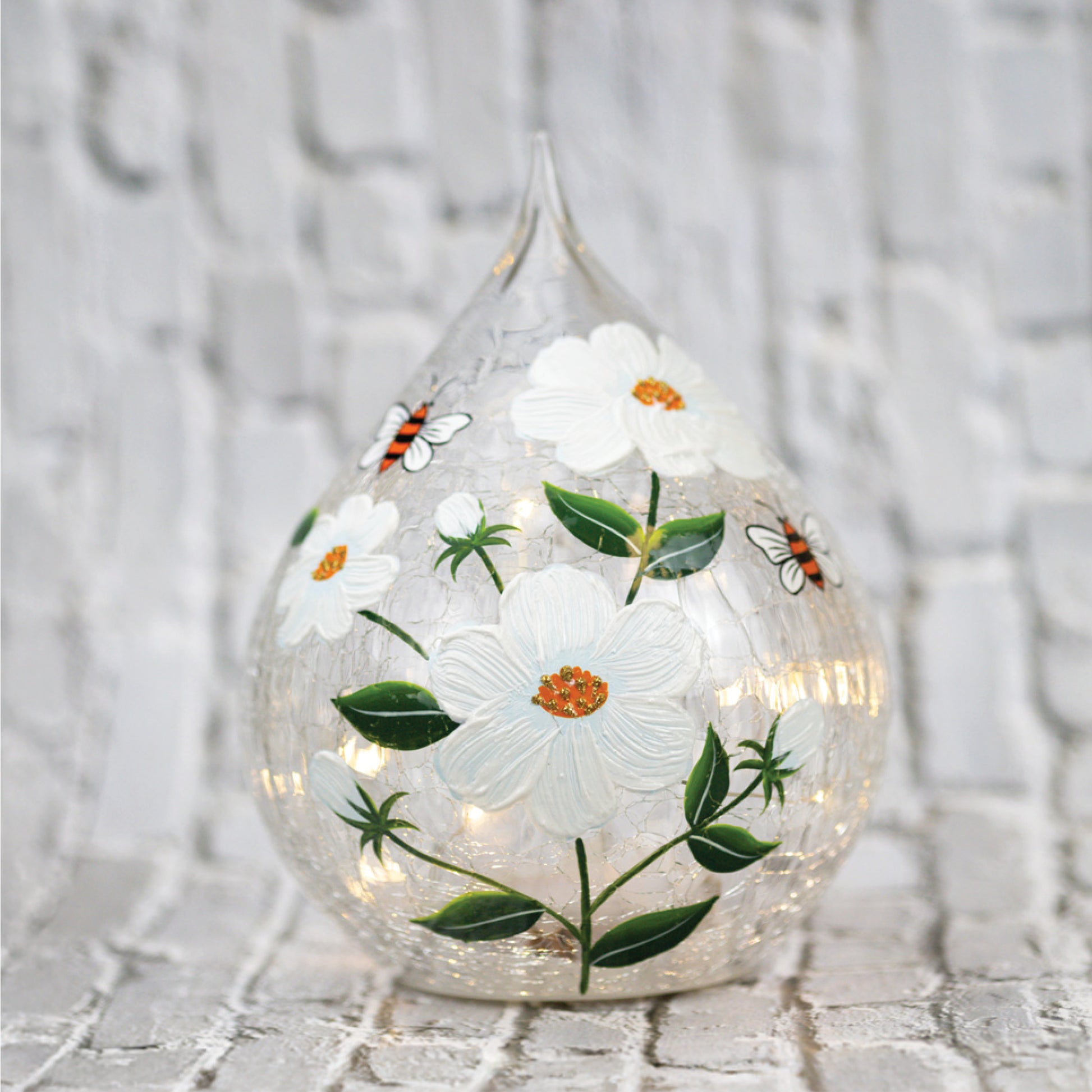 Daisy & Bee - Crackle Glass Teardrop - Product Image by A Cheerful Giver