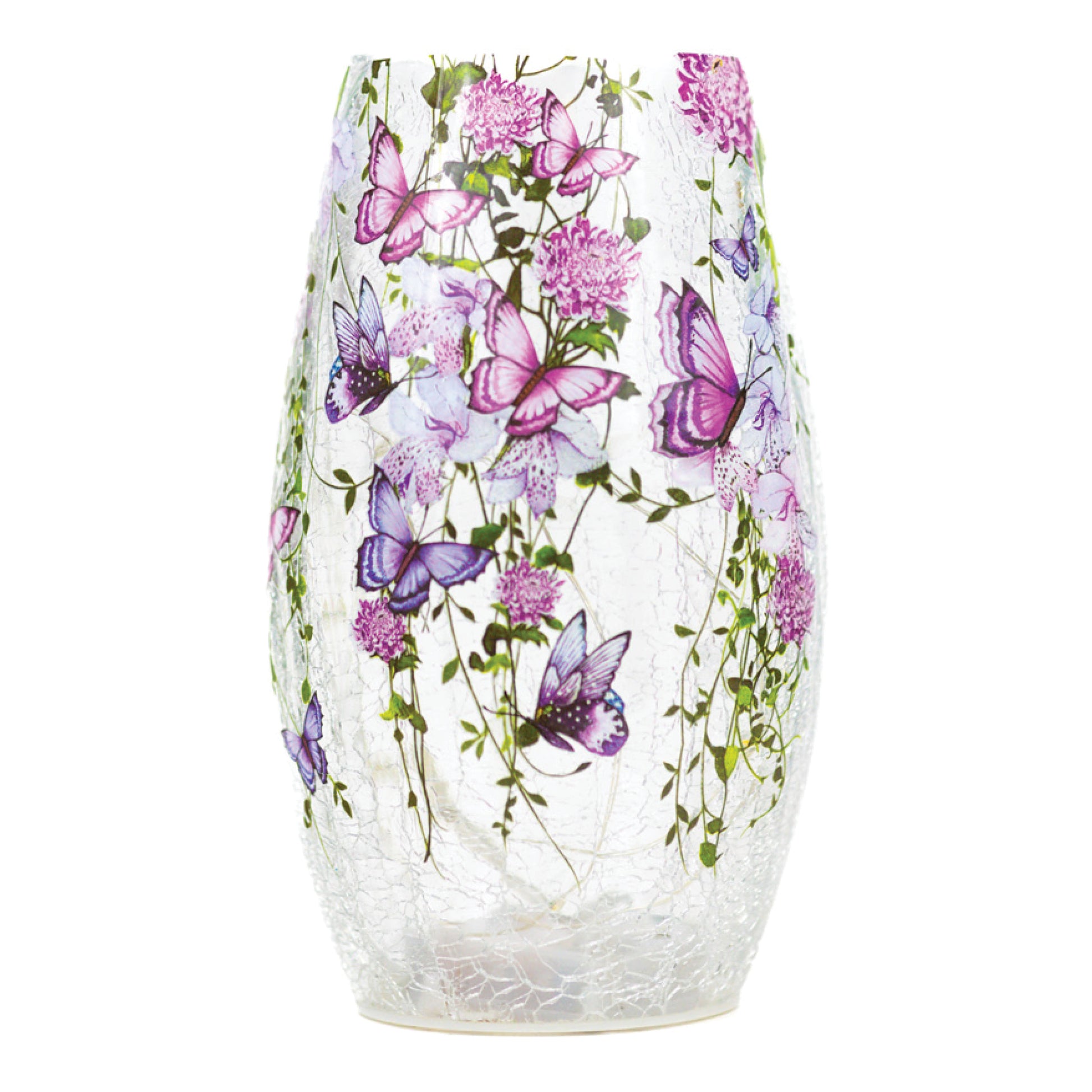 Cascading Purple - Crackle Glass Short Vase by A Cheerful Giver
