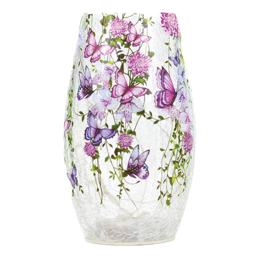Cascading Purple - Crackle Glass Short Vase by A Cheerful Giver
