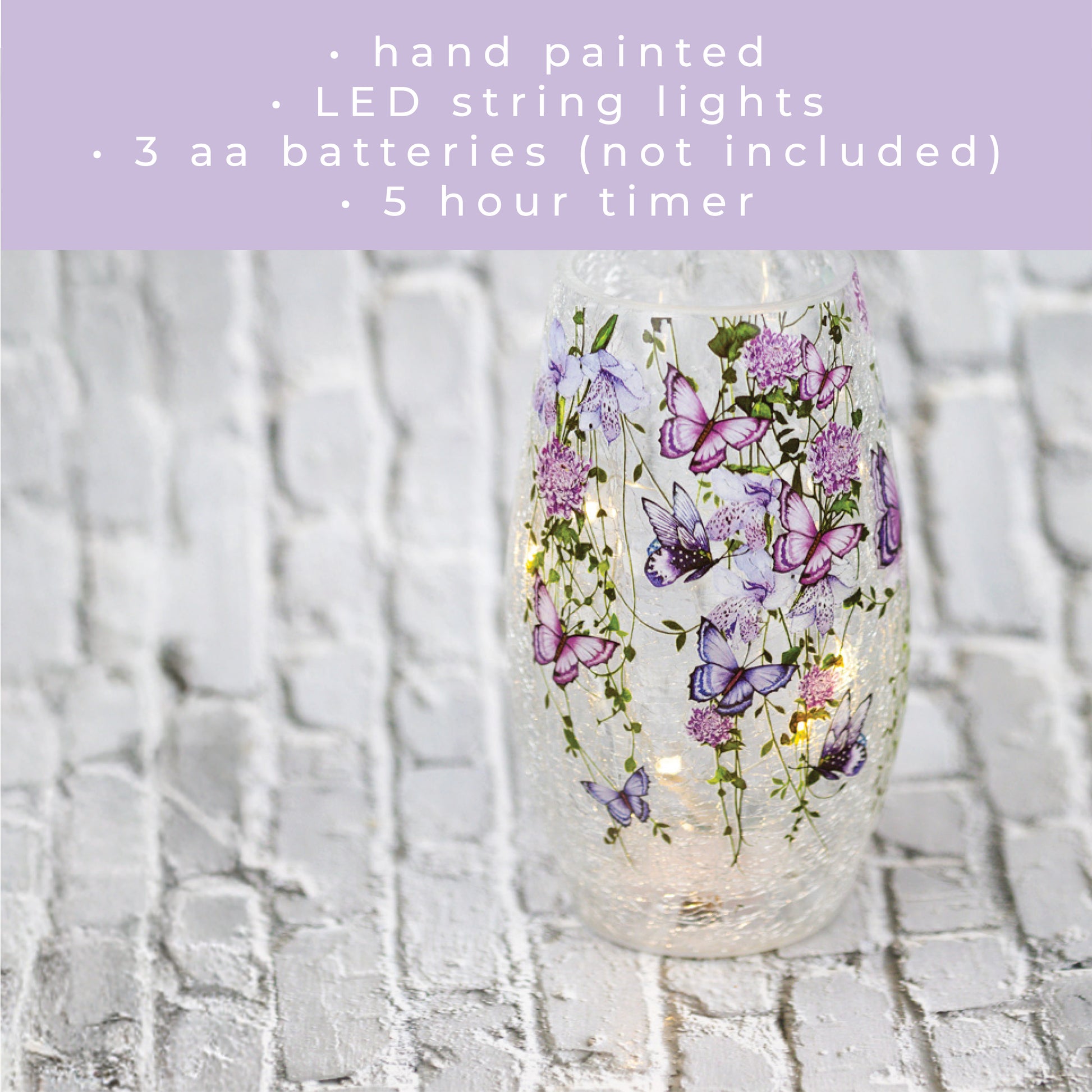 Cascading Purple - Crackle Glass Short Vase - Product Image by A Cheerful Giver