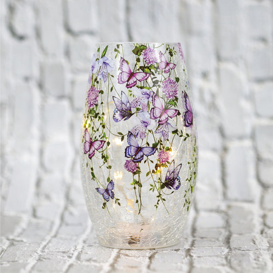 Cascading Purple - Crackle Glass Short Vase - Product Image by A Cheerful Giver