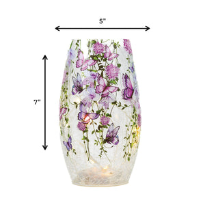 Cascading Purple - Crackle Glass Short Vase - Product Image by A Cheerful Giver