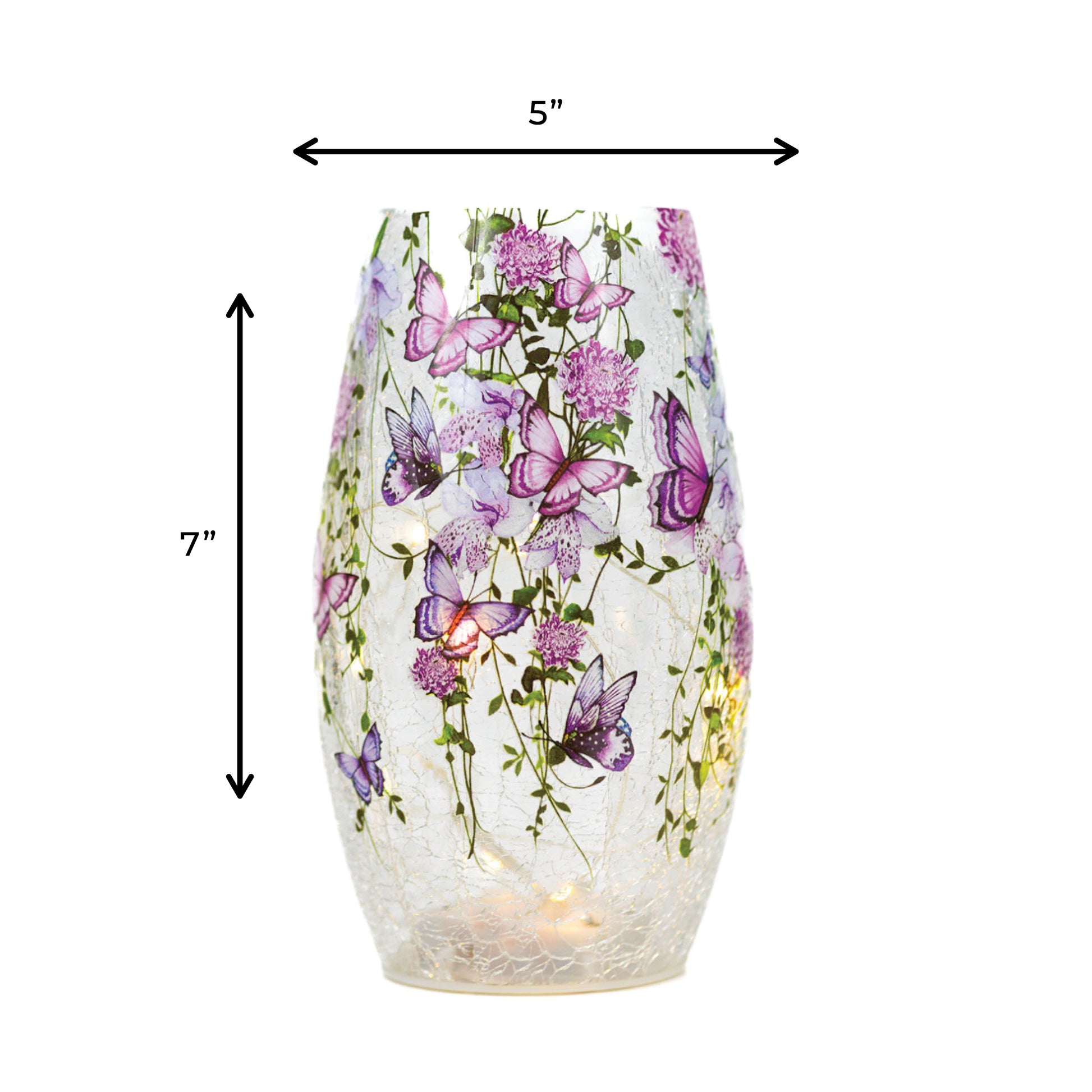 Cascading Purple - Crackle Glass Short Vase - Product Image by A Cheerful Giver