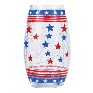 Patriotic - Crackle Glass Short Vase by A Cheerful Giver