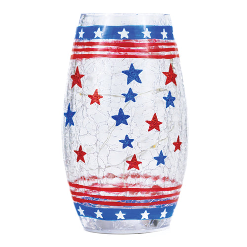 Patriotic - Crackle Glass Short Vase by A Cheerful Giver