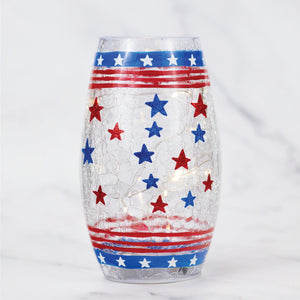 Patriotic - Crackle Glass Short Vase - Product Image by A Cheerful Giver
