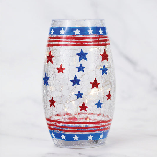 Patriotic - Crackle Glass Short Vase - Product Image by A Cheerful Giver