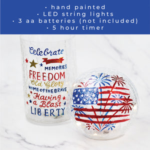 Patriotic - Crackle Glass Short Vase - Product Image by A Cheerful Giver