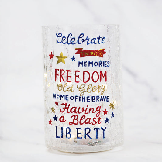 Freedom - Crackle Glass Pillar - Product Image by A Cheerful Giver